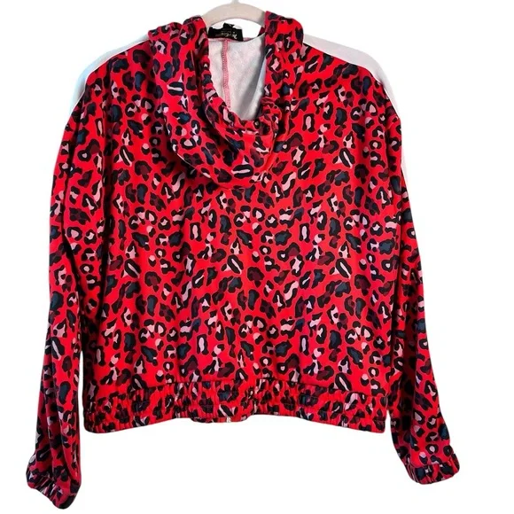 Juicy Couture Black Label Tracksuit Set Red Leopard Print Hoodie Pants Y2K Retro
